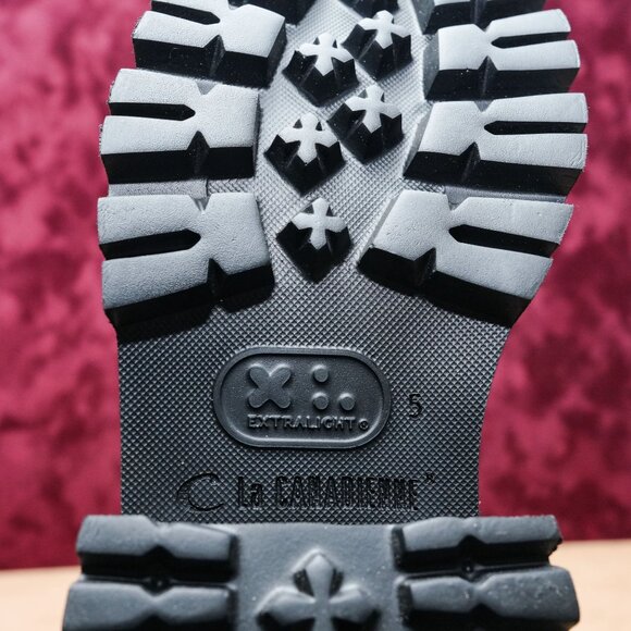 La Canadienne Women Cody Lace-up Black Leather Combat Studded Boots sz 5 - Picture 8 of 8